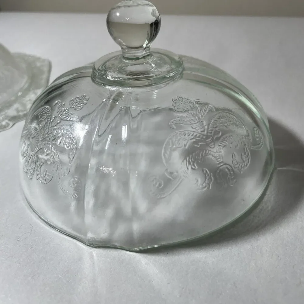 Indiana Madrid Recollection Butter Dish Domed Covered Glass Bowl Clear Vintage